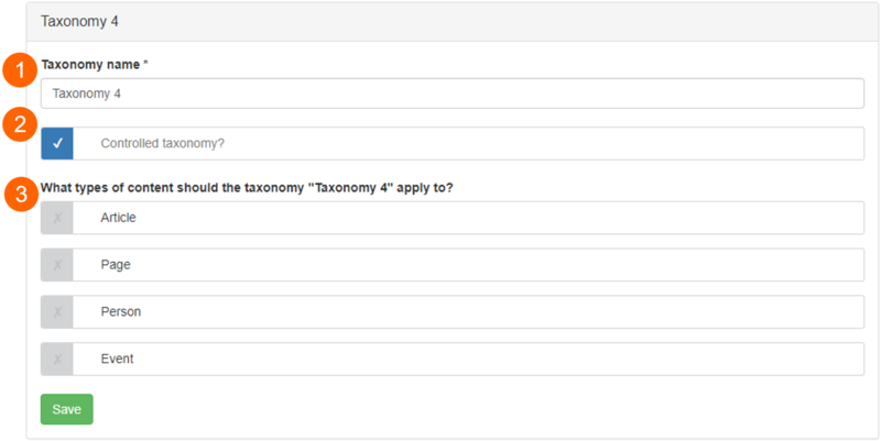 Create new taxonomy configuration Create new taxonomy configuration